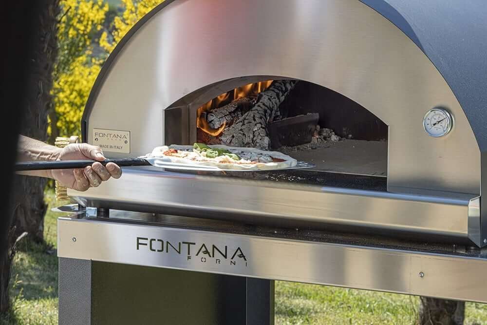 Kuppelofen Fontana Mangiafuoco mit Holzbefeuerung, Pizzaofen für die Outdoorküche, anthrazit