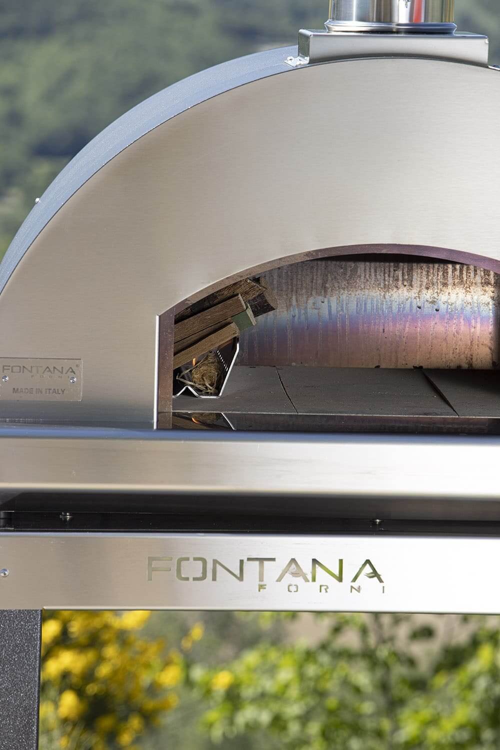 Dome oven Fontana Margherita with gas firing, pizza oven for outdoor kitchen, inox