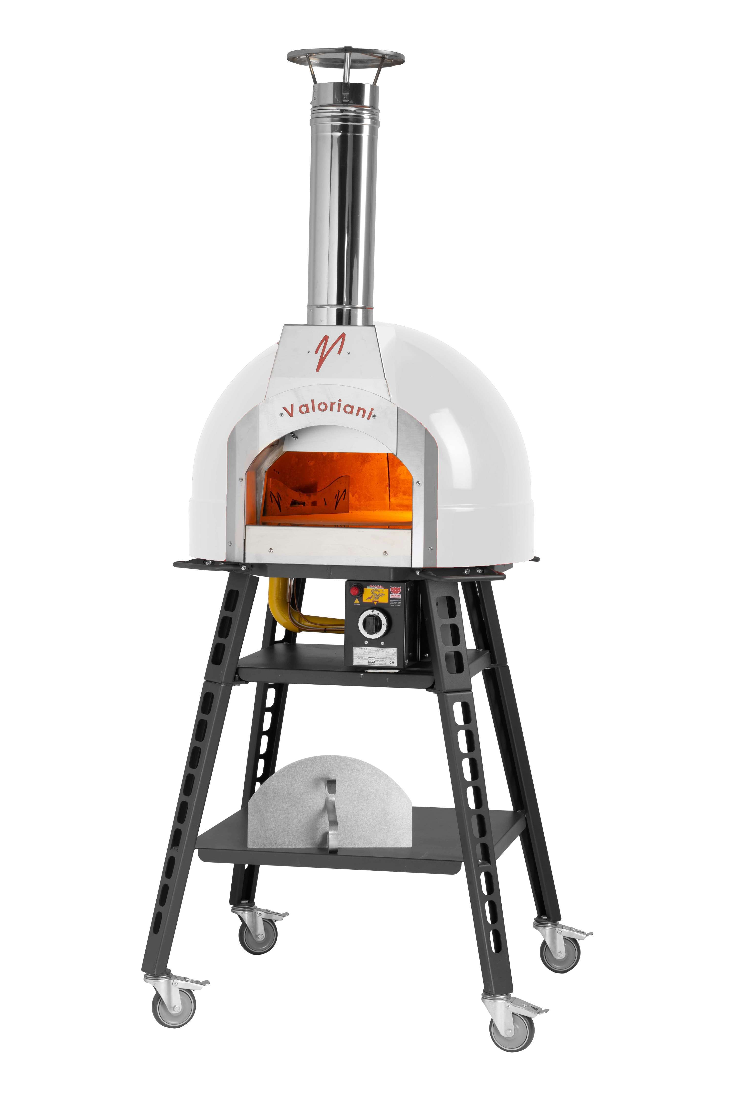 Valoriani Baby: pizza oven with gas firing and 60cm diameter, incl. complete base, white.