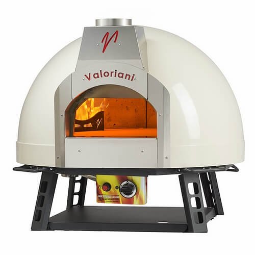 Valoriani Baby: 75cm diameter pizza oven, incl. manual gas burner and 1st base, ivory white.