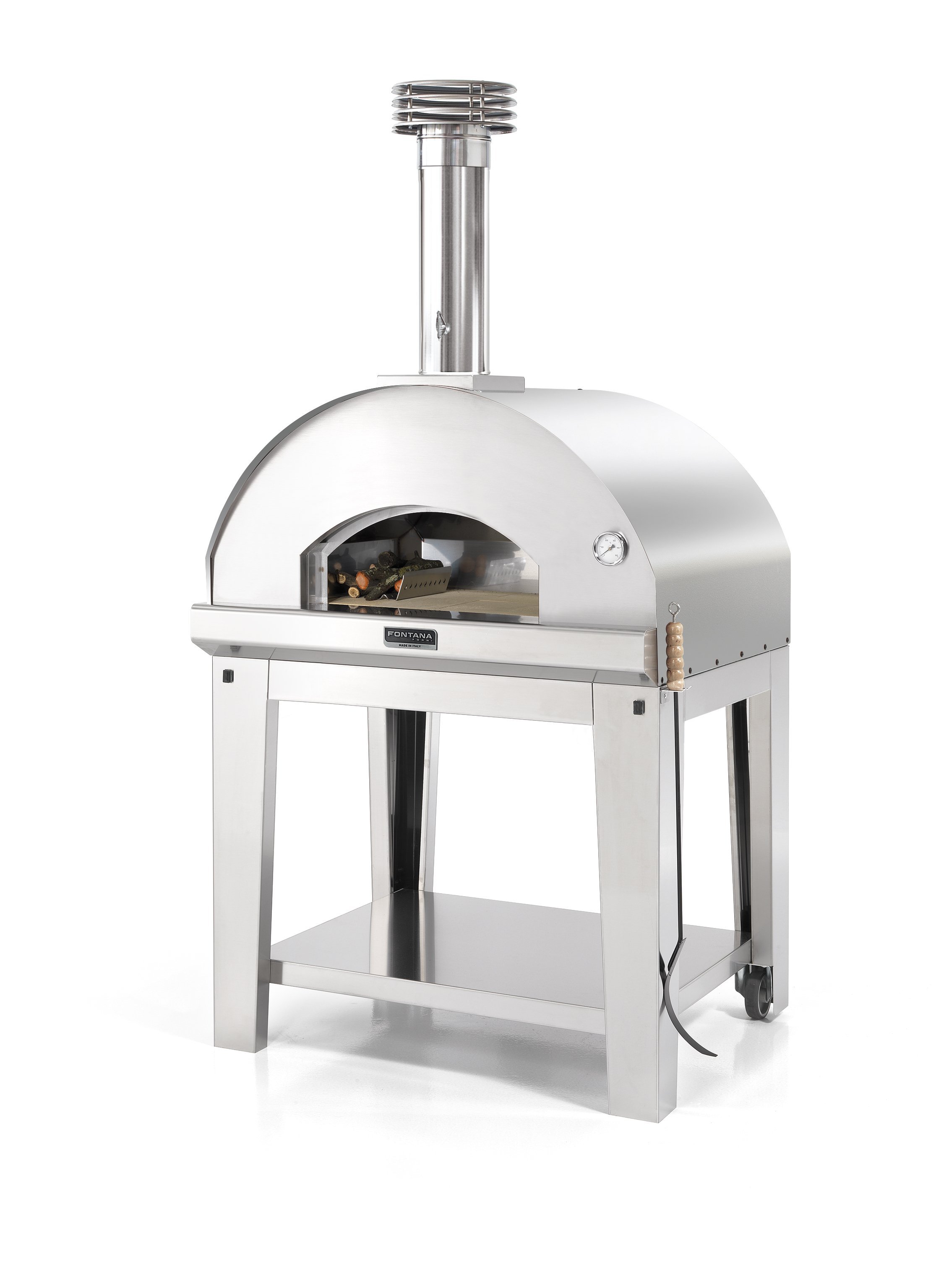 Dome oven Fontana Mangiafuoco with wood firing, pizza oven for outdoor kitchen, inox