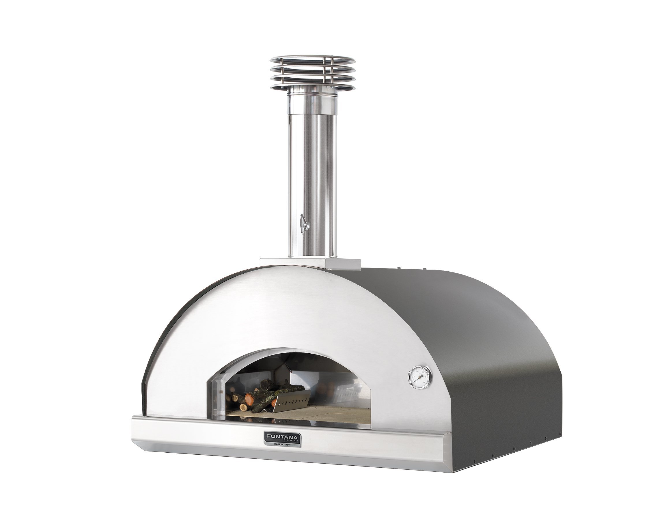Dome oven Fontana Marinara, stainless steel pizza oven with wood firing, anthracite