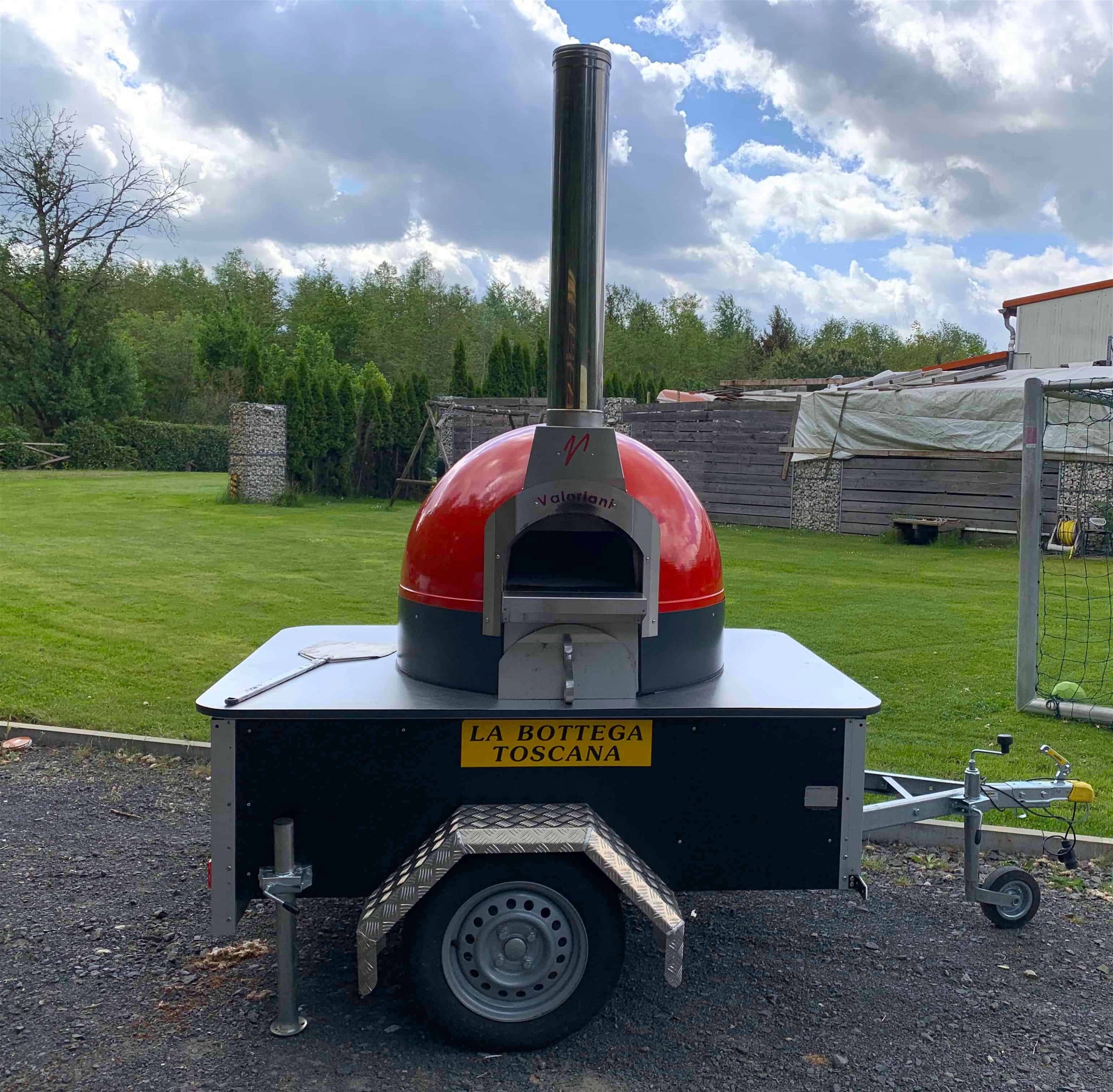 Pizza ovens No. 2 for rent: Valoriani baby wood burning oven, dome oven on trailer