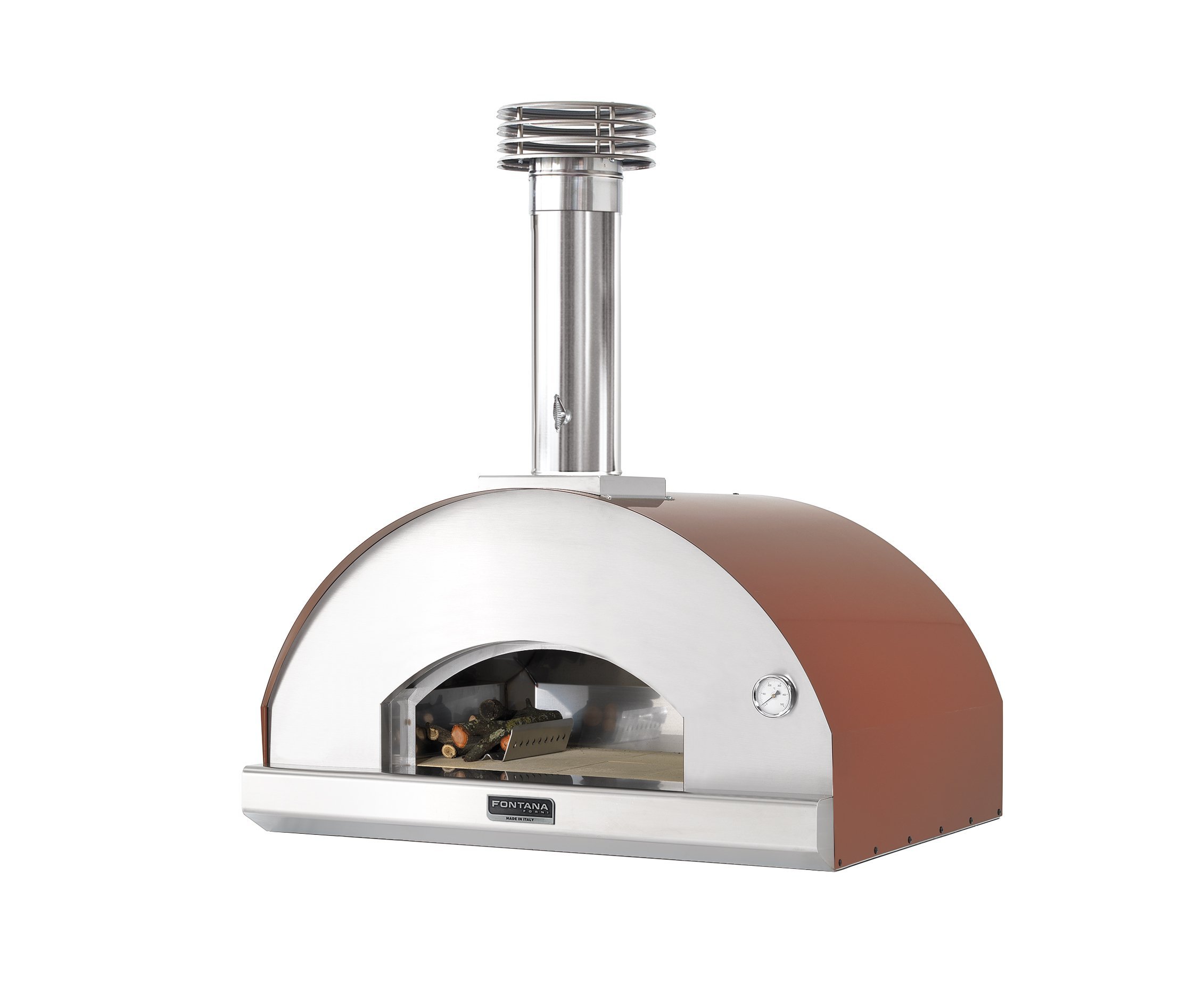 Dome oven Fontana Mangiafuoco with wood firing, outdoor kitchen pizza oven, red