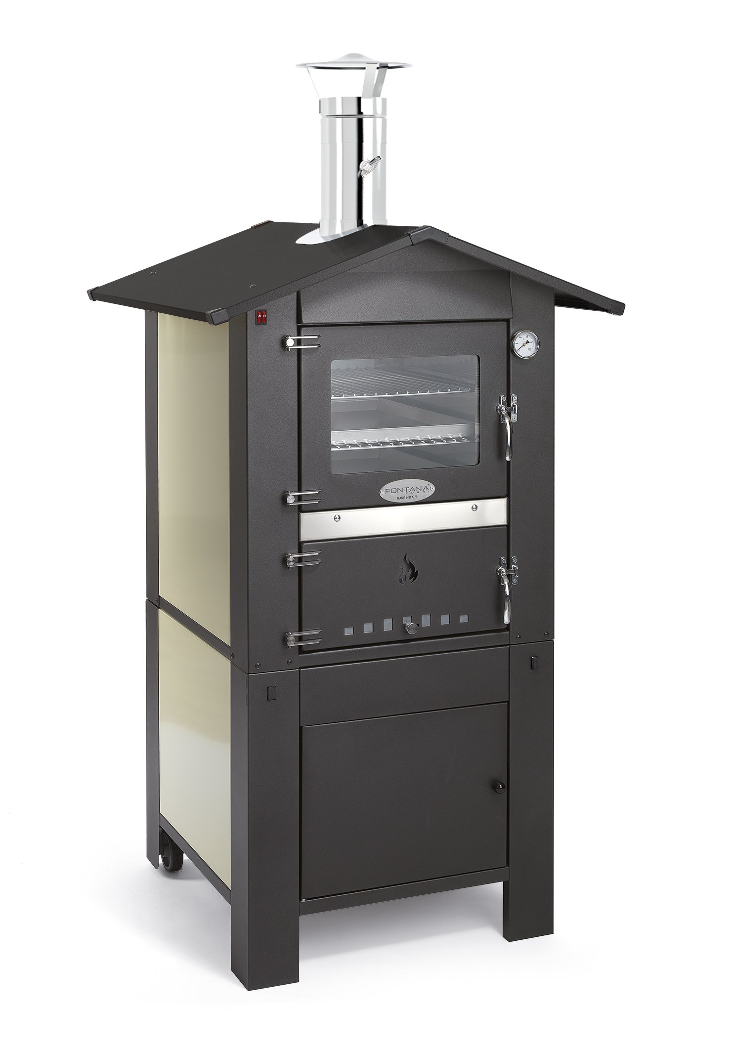 Bake house, pizza oven, bread oven Fontana Forno Italia, indirect firing for outdoor kitchen.