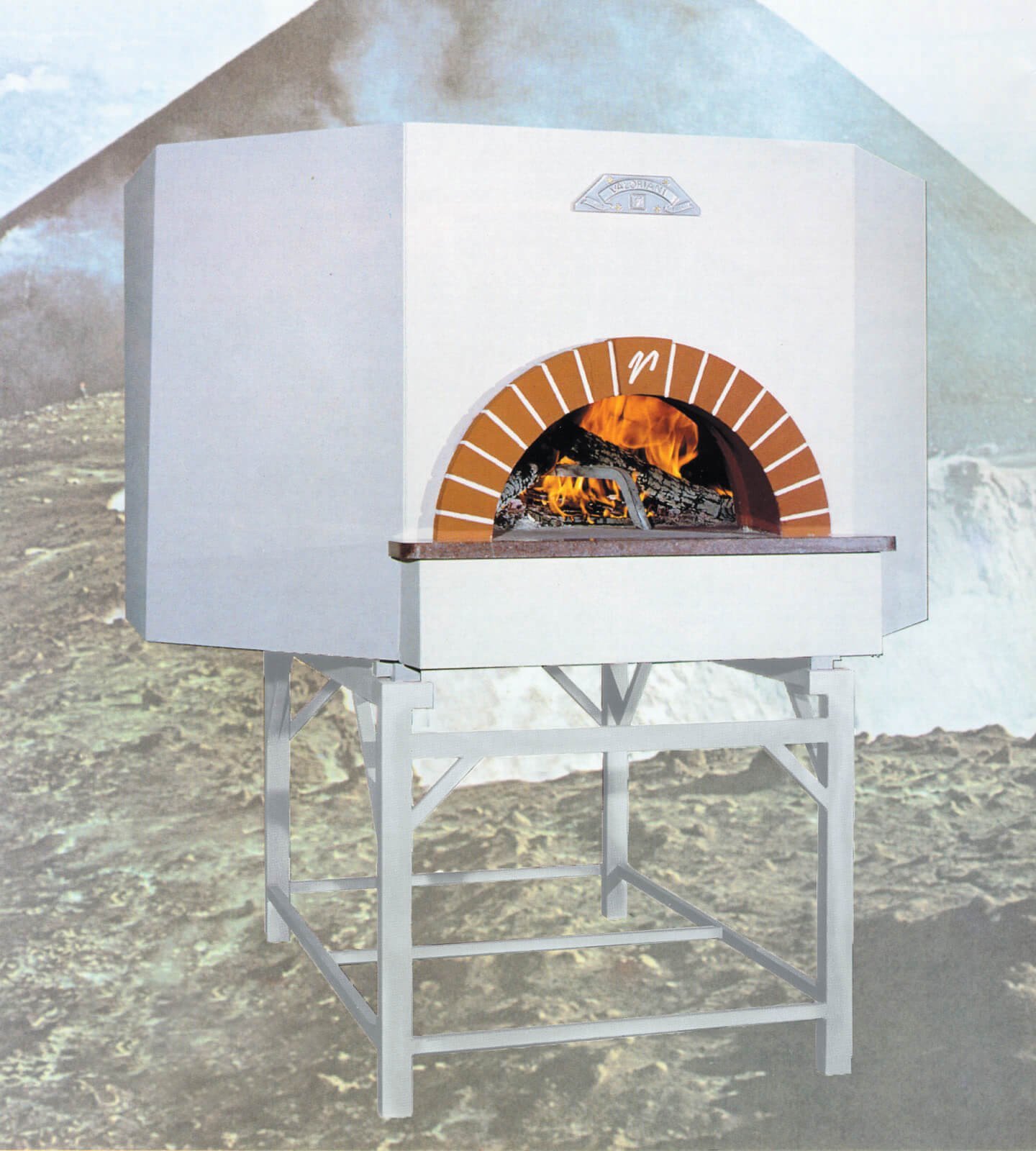 Pizzaofen Gastro: Valoriani Vesuvius OT, Holz und Gas, 120cm Durchmesser