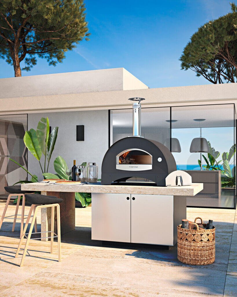 Fontana Red Passion Ischia Pizza Wooden Oven, 60x40cm Baking Surface