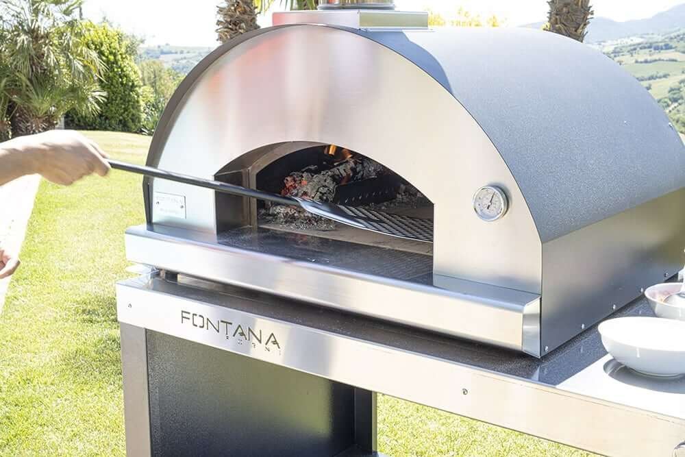 Dome oven Fontana Margherita with gas firing, pizza oven for outdoor kitchen, red
