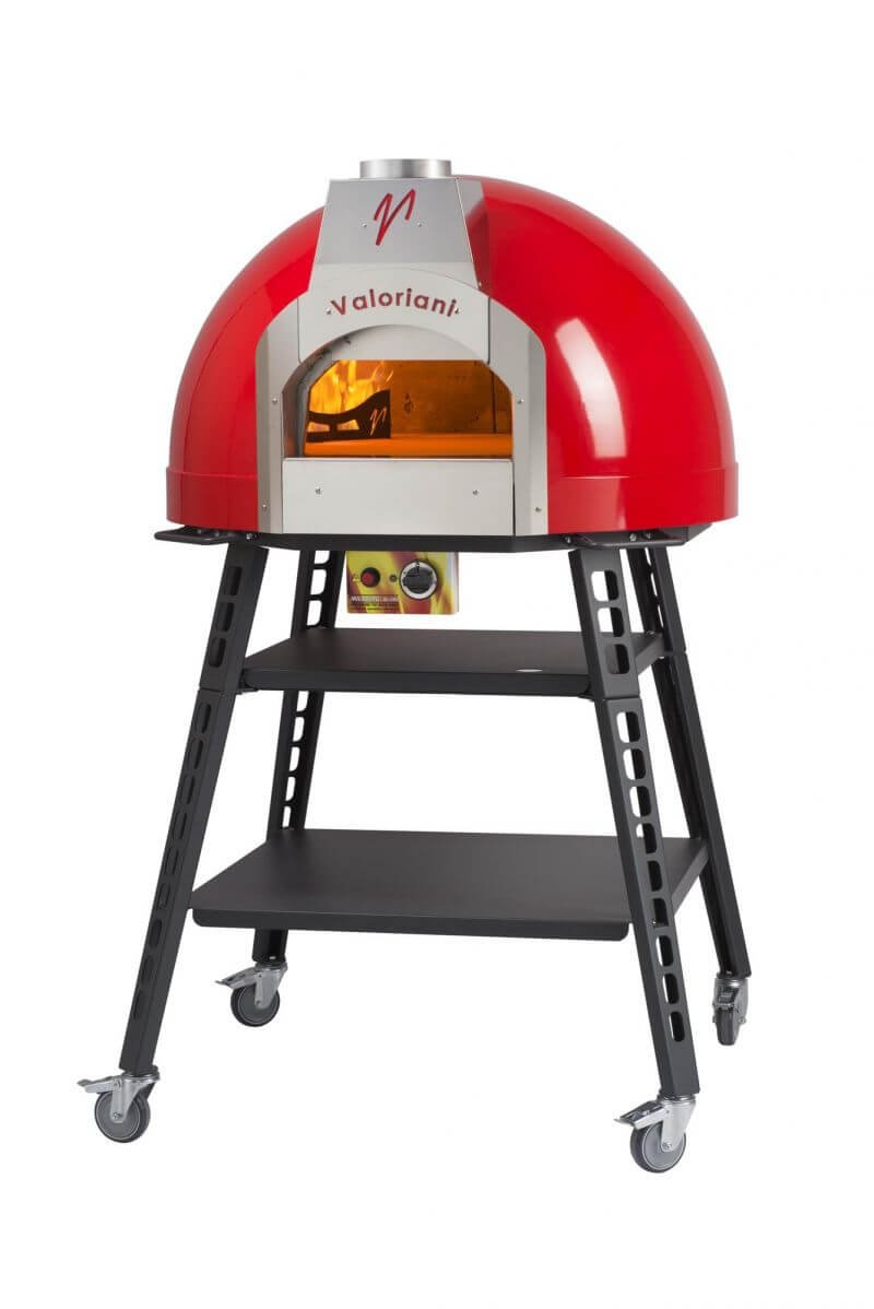 Valoriani Baby: pizza oven with 75cm diameter, incl. manual gas firing and complete base, red