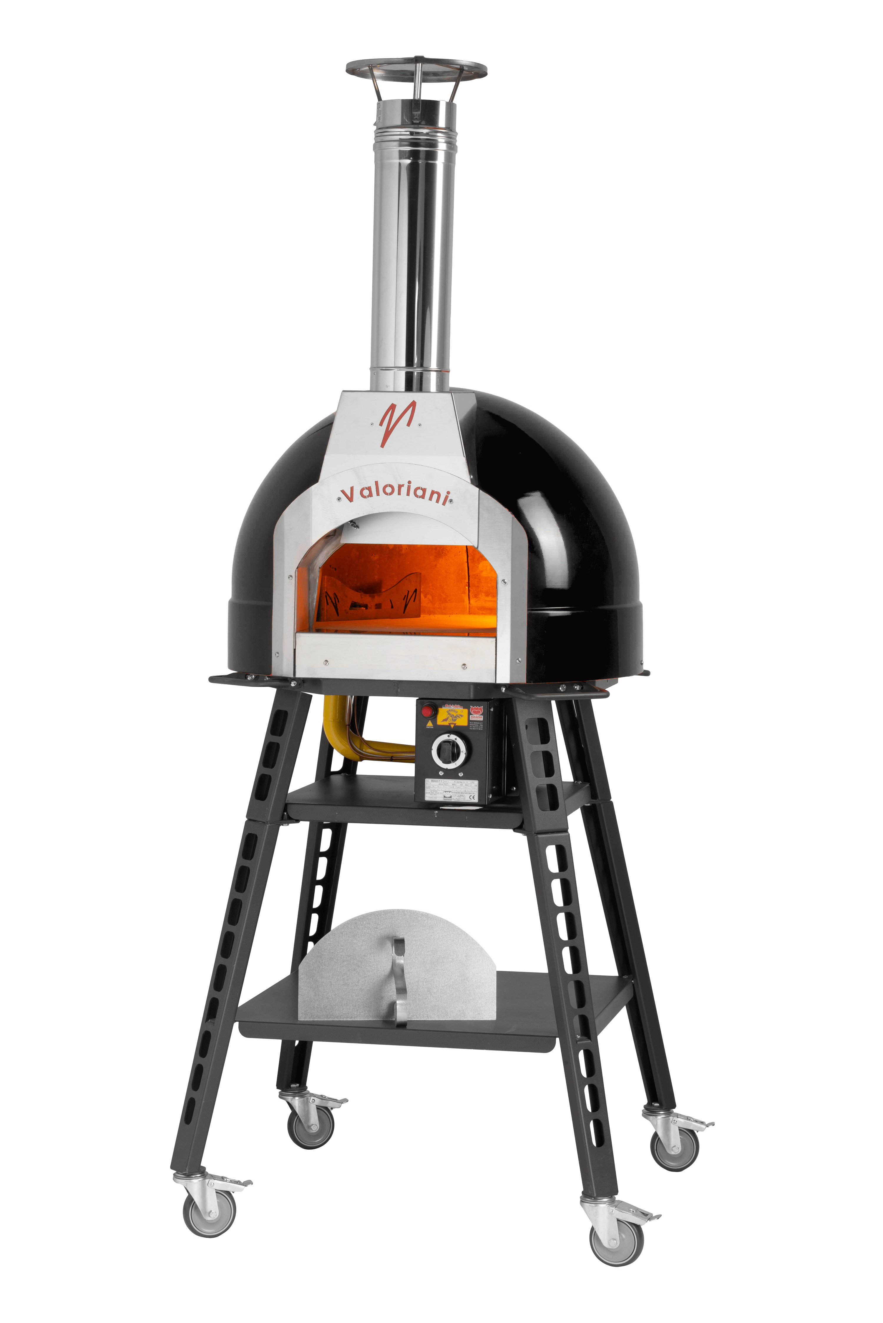 Valoriani Baby: pizza oven with gas firing and 60cm diameter, incl. complete base, black.