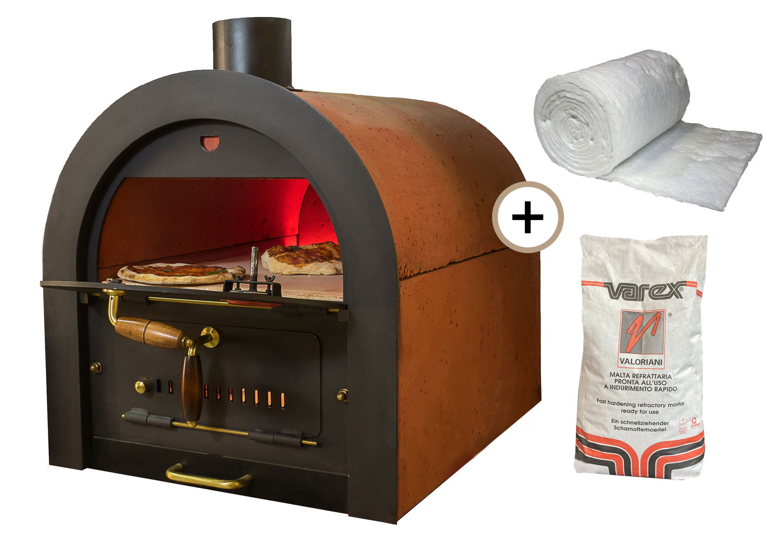 Kit for pizza & wood oven from Valoriani incl. insulation material, indirect firing, 40x60cm baking surface