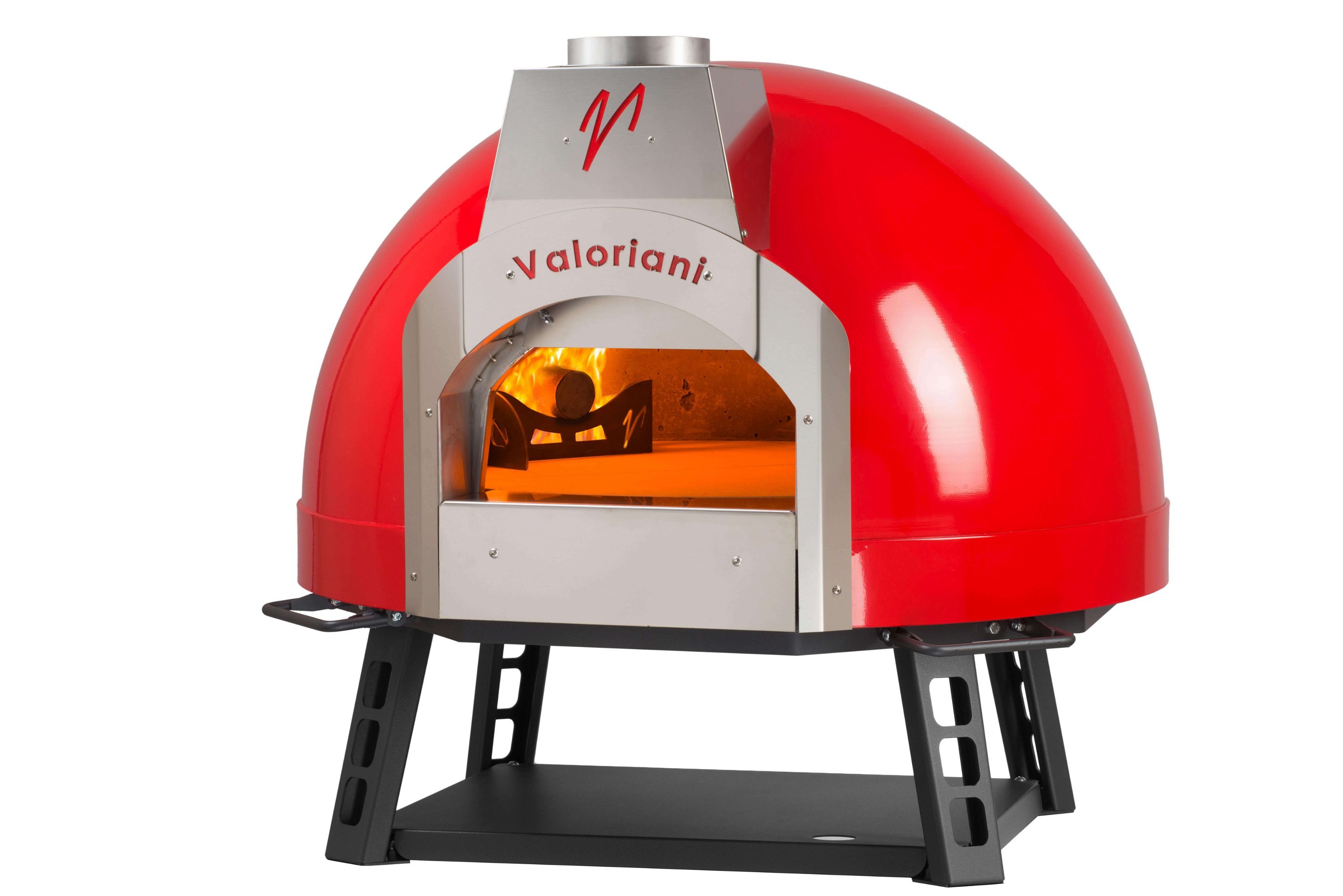 Valoriani Baby: Pizzaofen mit Holzbefeuerung, 75cm Durchmesser, inkl. 1. Basis, rot
