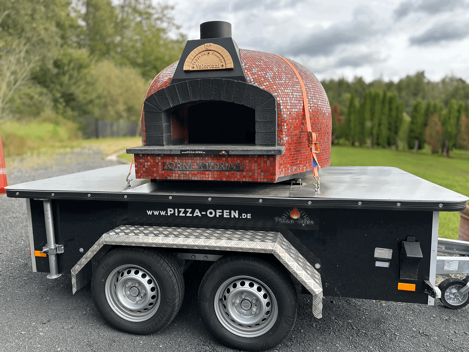 Pizza ovens No. 3 for rent Valoriani Hobby mounted on trailer for pickup