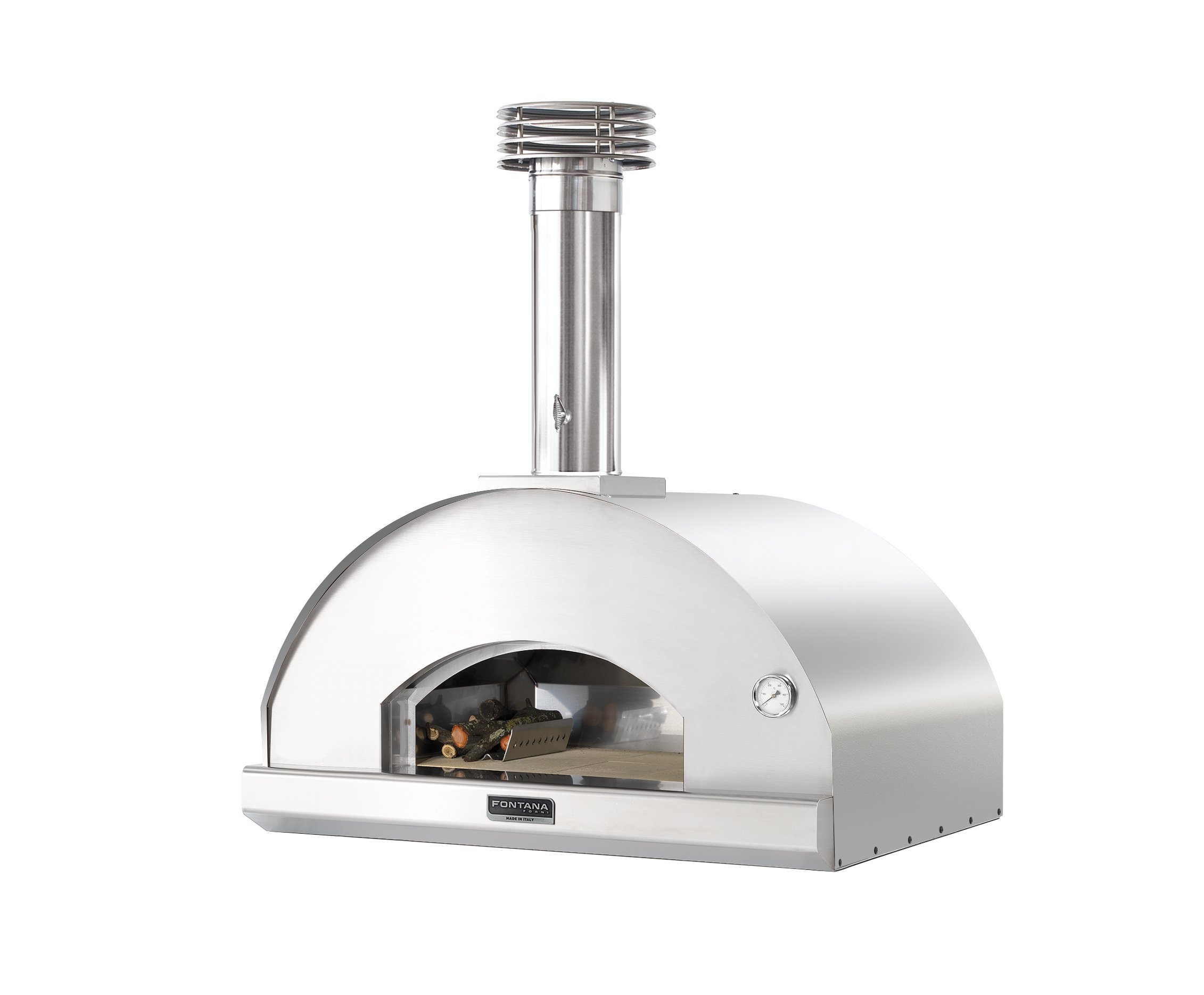 Dome oven Fontana Mangiafuoco with wood firing, pizza oven for outdoor kitchen, inox