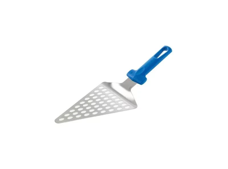 Pizza serving scoop, stainless steel, perforated, triangular, 15x12cm, fixed handle